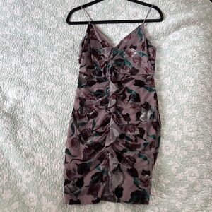 Aidan by Aidan Mattox Floral V-Neck Mini Dress